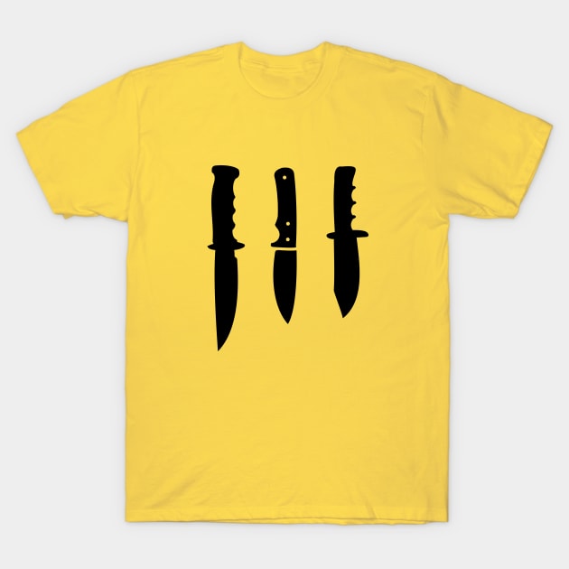 Black Survival Knives T-Shirt by XOOXOO